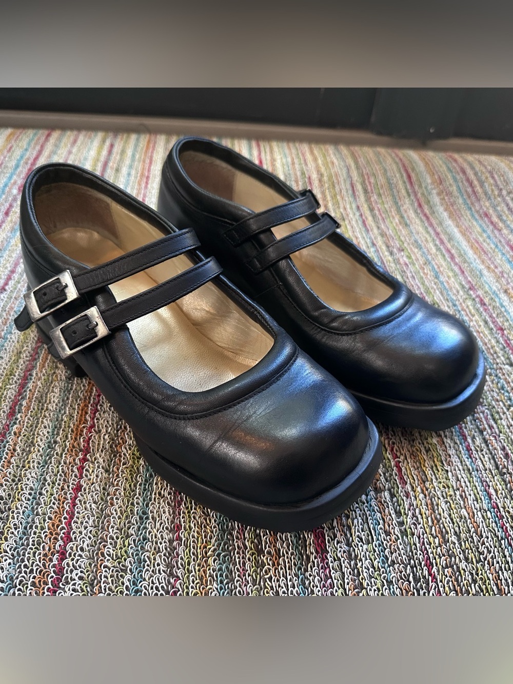 Fluevog VINTAGE EXCELLENT Unity Aimee black leather 2-strap Mary Jane flat -7